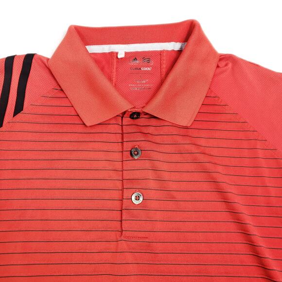 Adidas Clima Cool Striped Polo Shirt Orange And Black Size Large Short Sleeve - Picture 11 of 11